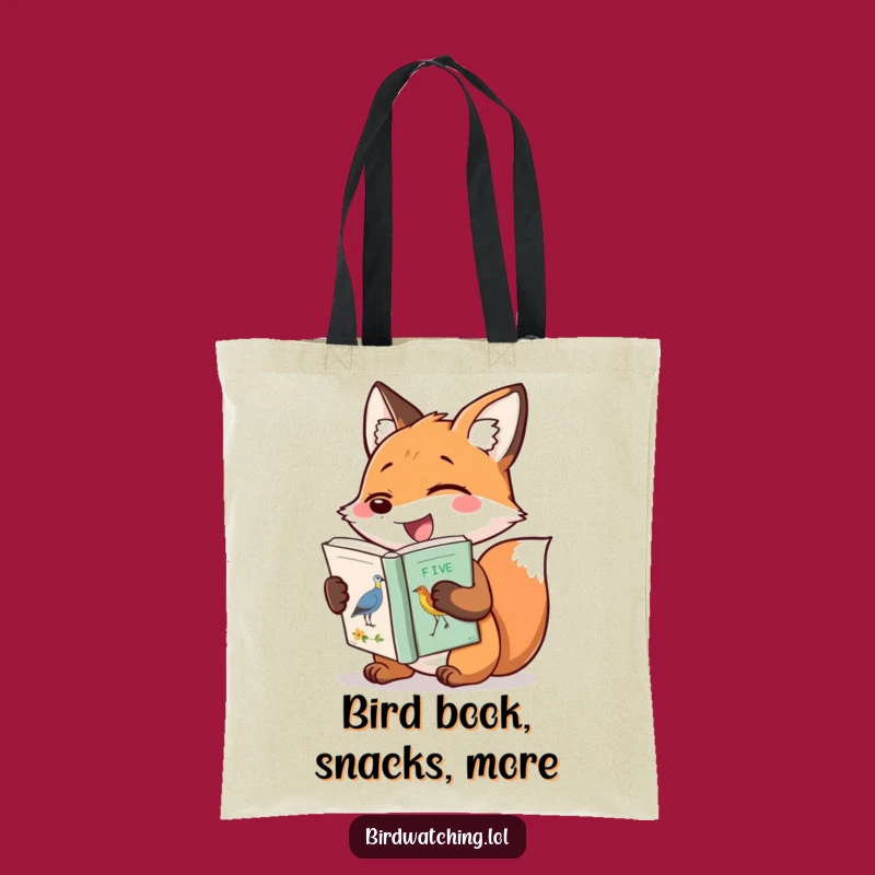 Funny Giggling Fox Tote Bag, Hilarious Bird Book Accessory, Eco-Friendly Gift
