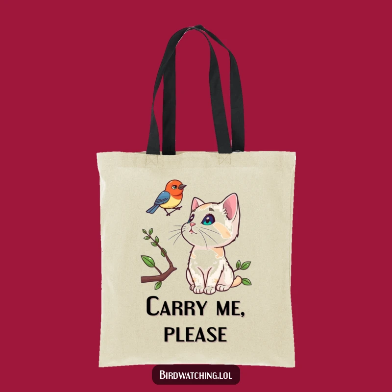 Funny Curious Cat Tote Bag, Hilarious Bird Watching Accessory, Cat Owner Gift