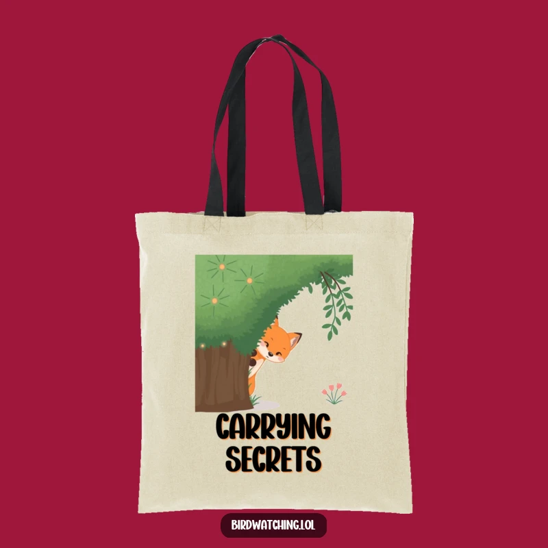 Funny Curious Fox Tote Bag: Stealthy Bush Peek Carryall for Shoppers
