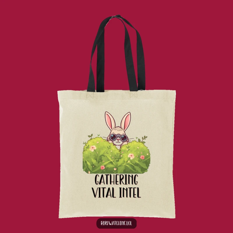 Funny Curious Rabbit Tote Bag: Peeking Binocular Explorer Carryall