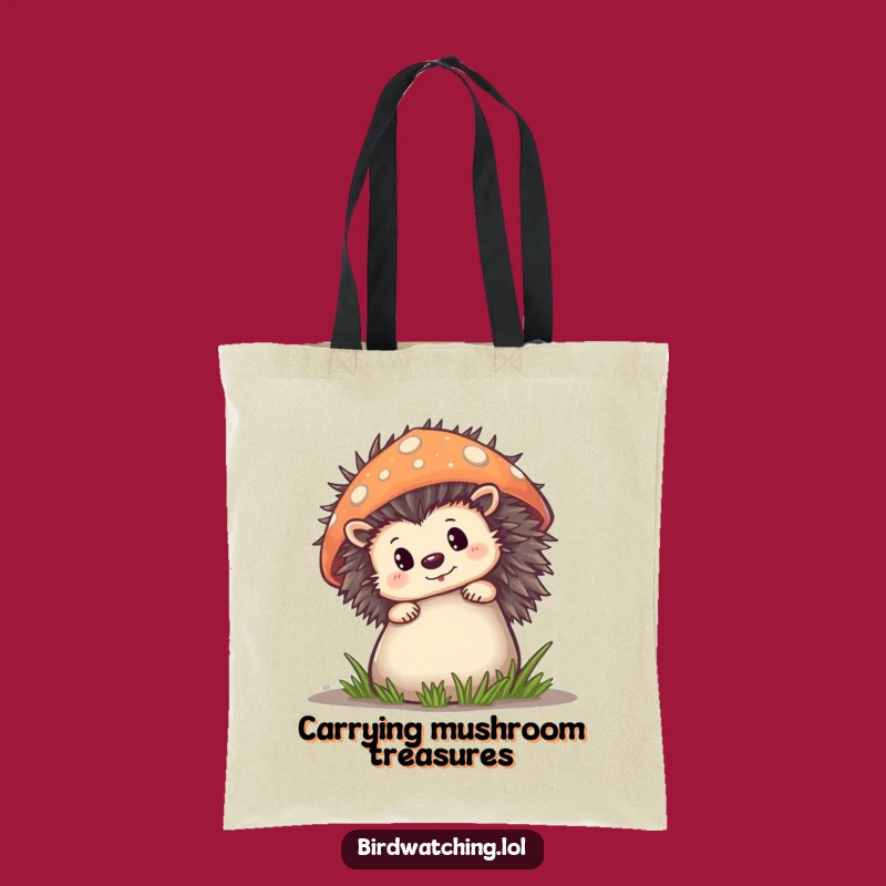 Funny Hedgehog Mushroom Tote: Carry Your Essentials with Forest Charm
