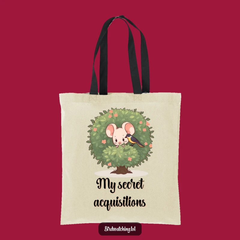 Funny Shy Mouse Tote Bag - Cute Bird Watching Accessory, Perfect Funny Gift