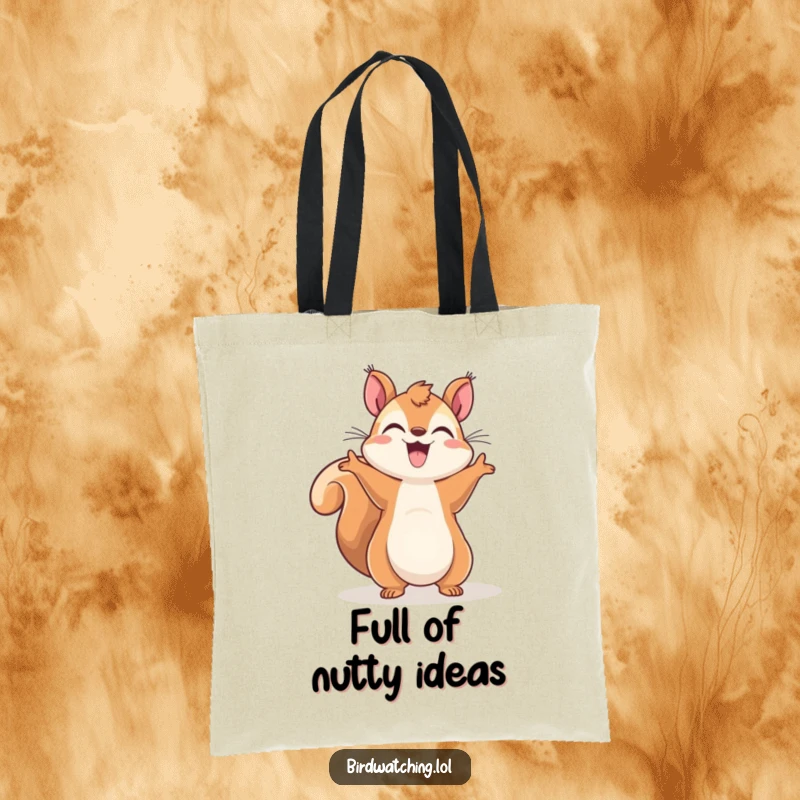 Funny Squirrel Sky-Gazer Tote Bag: Cheerful squirrel pointing to the sky, carrying joy and essentials with style.