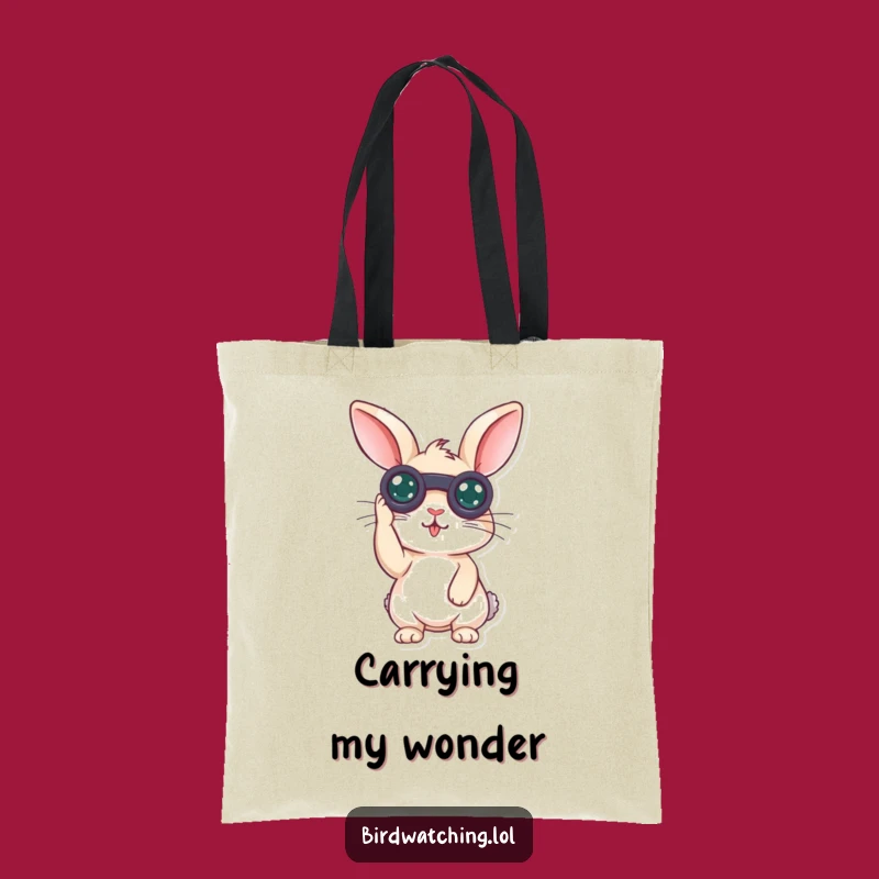 Funny Surprised Rabbit Tote Bag: Curious Binoculars Carryall, Eco-Friendly