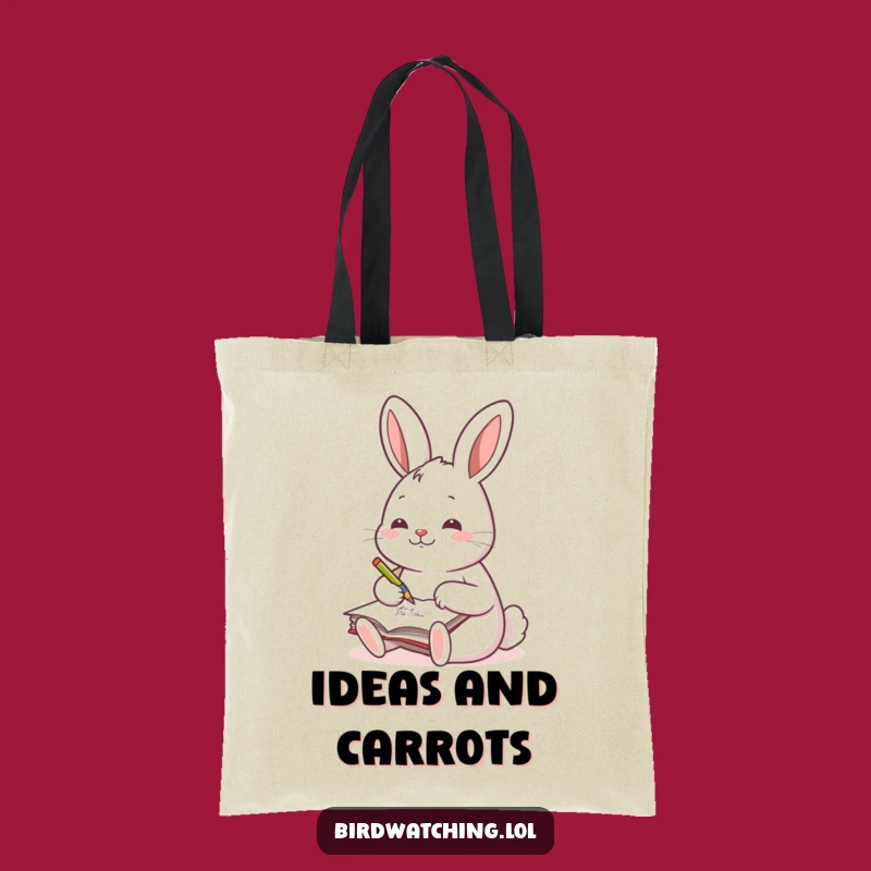 Funny Cheerful Rabbit Tote Bag, Hilarious Journaling Accessory, Book Lover Gift