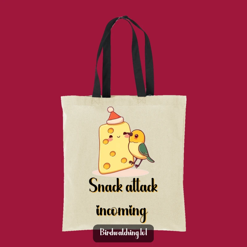 Funny Cheese Hat Tote Bag - Whimsical Grocery & Bird Humor